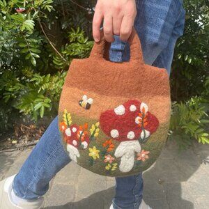 Mushroom Garden Felted Bag
